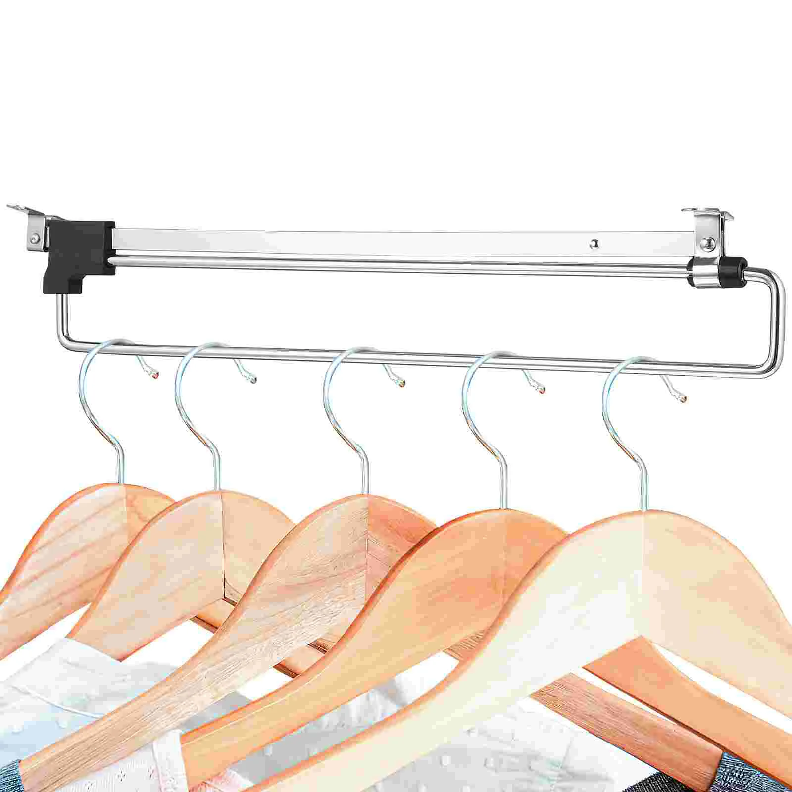 

1 Set Wardrobe Closet Sliding Retractable Clothing Rail Hanger Rack Extendable Pull-out Clothes Hanger Rod