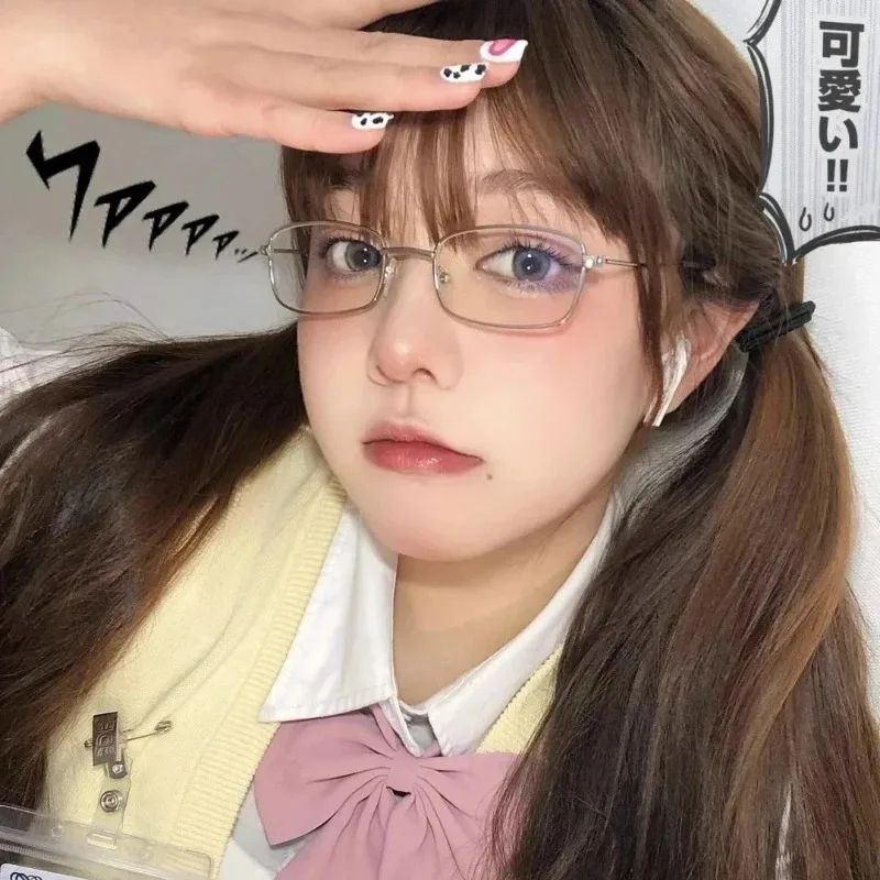 Очки в металлической квадратной оправе стиле Харадзюку Y2K женские маленькие очки