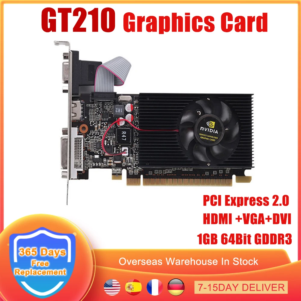

GT210 1GB 64Bit GDDR3 Graphics Cards PCI-E Pci Express 2.0 X16 VGA DVI Video Card For NVIDIA Geforce 1gb PC GPU GT 210 64 Bit