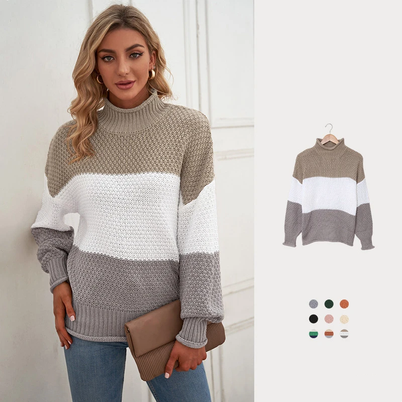 

2023 Winter New Loose Long Sleeve Thermal Top Women's Turtleneck Pineapple Flower Sweater Women