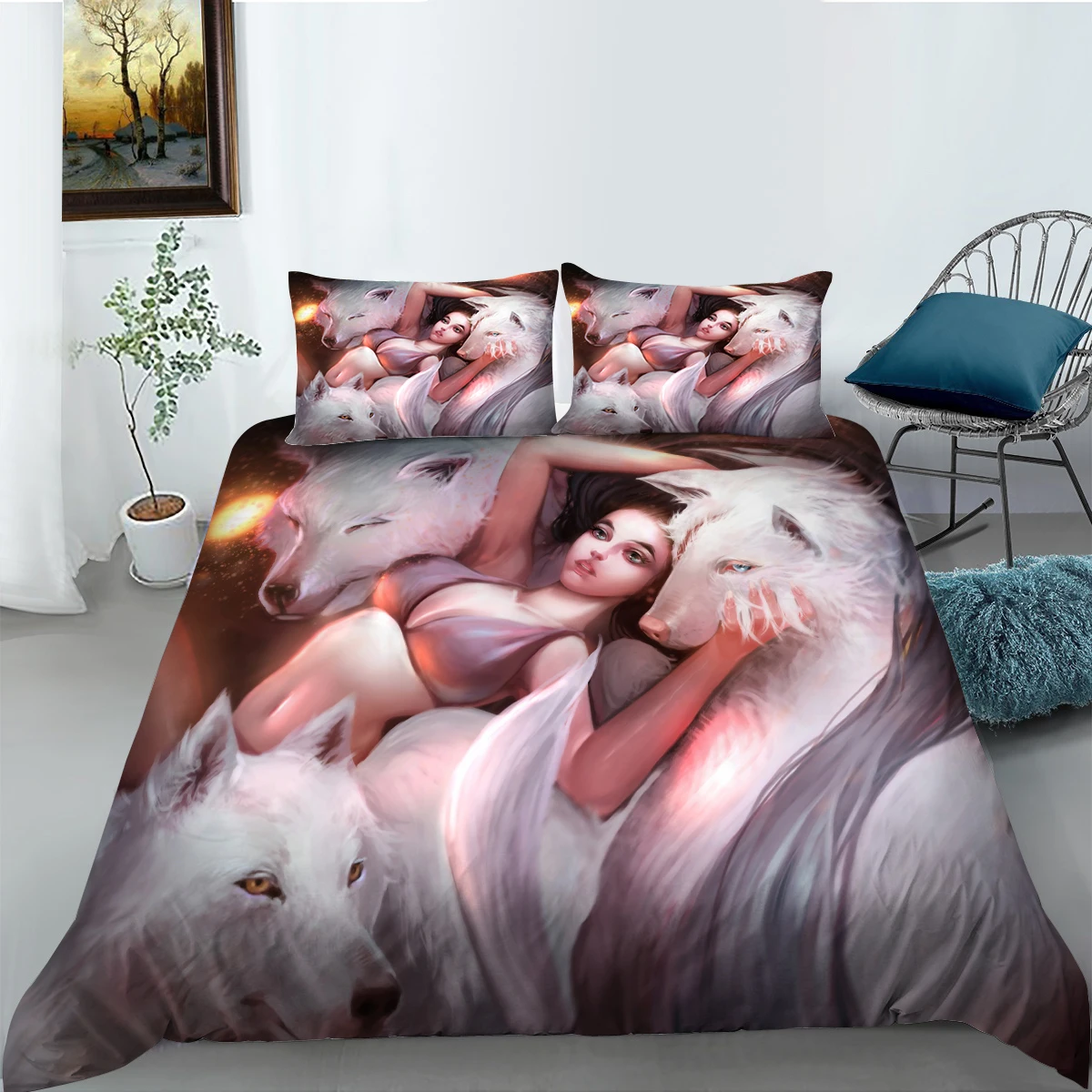 

Комплект мягкого постельного белья из 2/3 предметов с Европейским рисунком