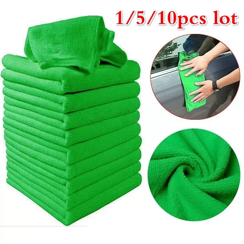 

1/5/10PCS Green Microfiber Cleaning Auto Car Detailing Soft Cloths Wash Towel Dust Cleaning Products