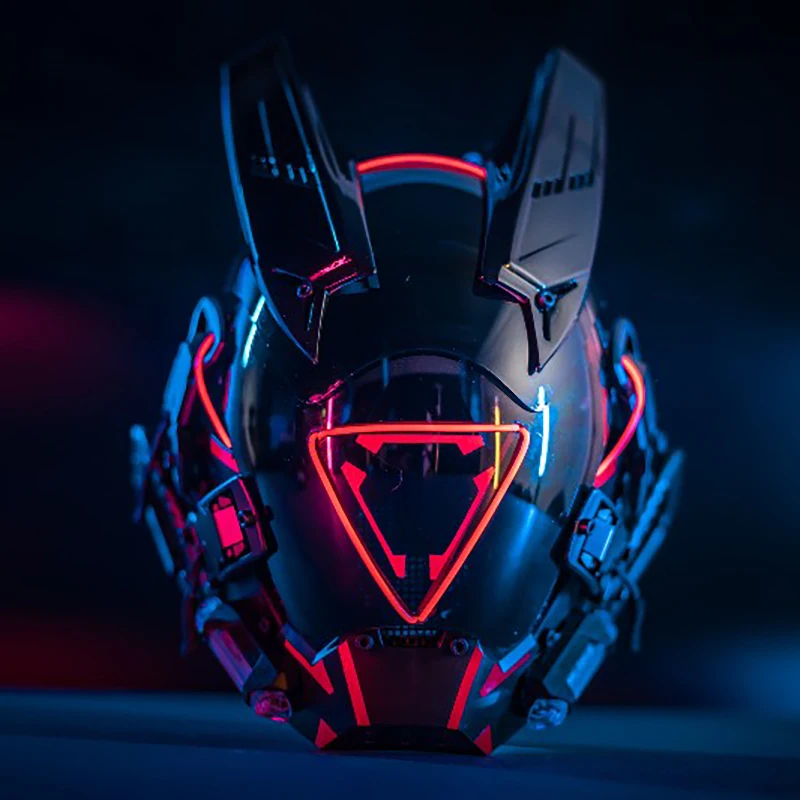 

Cyberpunk Helmet Mask, Holiday Face Mask with Light Halloween Helmet Cosplay, Cyberpunk Costume Accessory