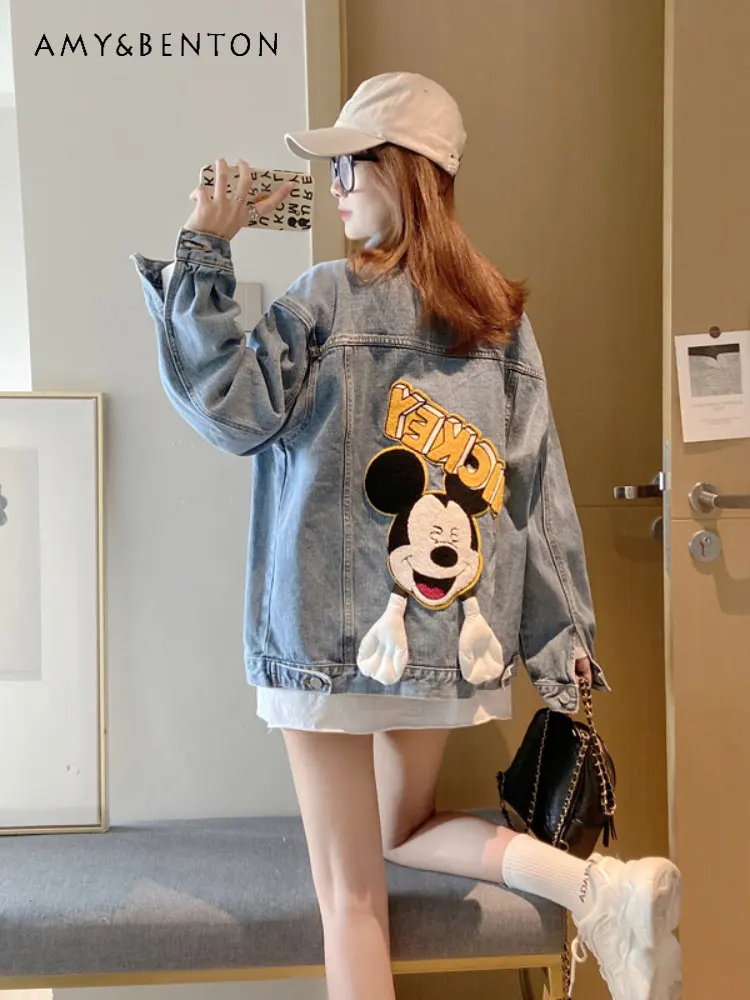 Women's Loose Denim Jacket Spring and Autumn Clothing New Early Autumn Large Size Slimming Trendy Fashion All-Matching Coats
