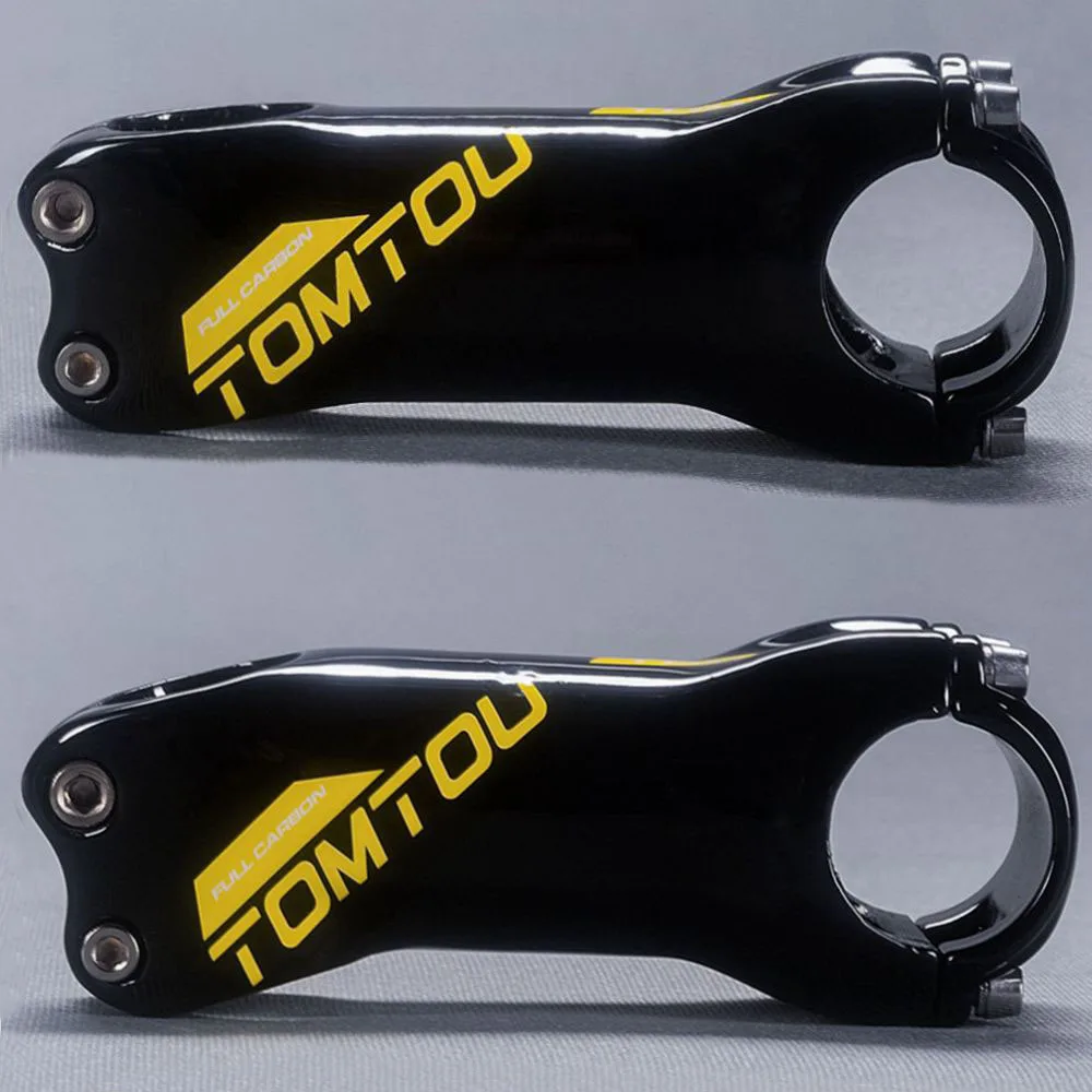 

TOMTOU Carbon Fiber Stem Bicycle Stem Bike Stem Cycling Parts Black Gloss Yellow Logo Length 60/70/80/90/100/110/120/130mm