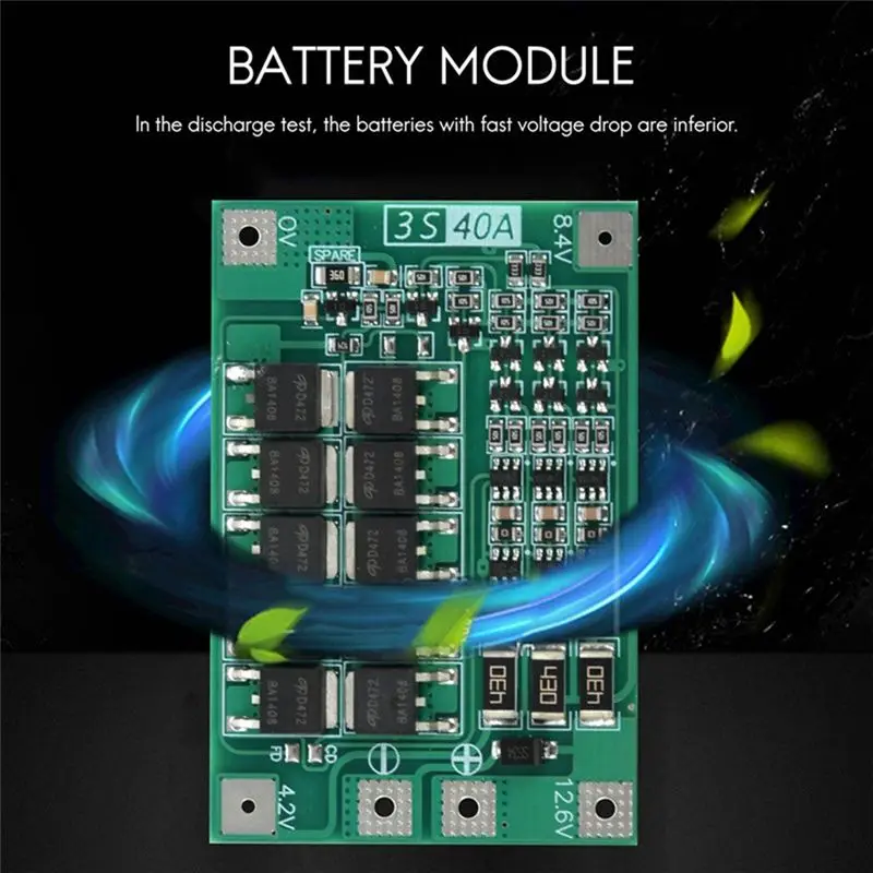Плата защиты ABGN 3S 40A для аккумуляторных батарей 12В Li-Ion 18650 с балансировкой, модуль для сборки Li-ion аккумуляторных блоков (art.: 3920dbde7a833) - 3920dbde7a833