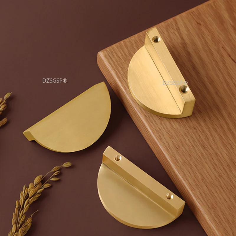 

Cupboard Shoe Cabinet Door Handles Luxury Gold Solid Brass Semi-circle Handle Furniture Handle Drawer Pulls Decor Hardware