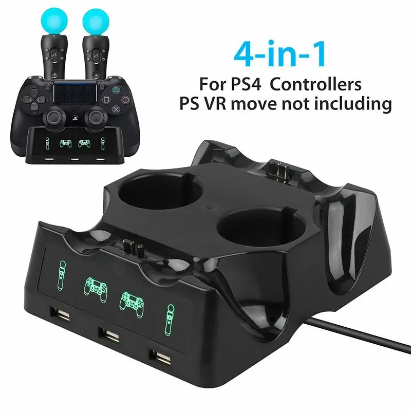 

4 in 1 Controller Charging Dock Station Stand for Playstation PS4 PSVR VR Move Quad Charger for PlayStation Controller