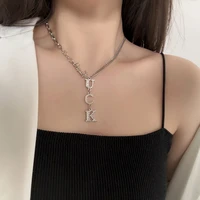 letter luck necklace for women punk hip hop rock luxury jewelry design feeling bone chain 2022 fashion trend