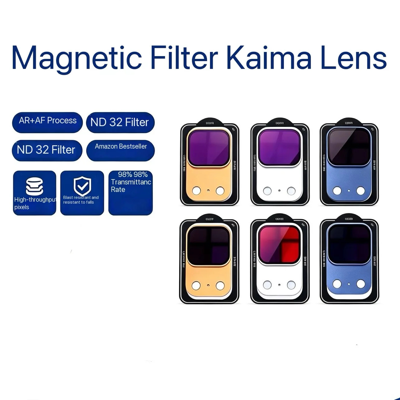 Фото Магнитный фильтр ND 32 Kaima для iPhone 17 Pro Max/iPhone 17 Pro, ультратонкая защита объектива камеры с полным покрытием, металлическая рамка №1