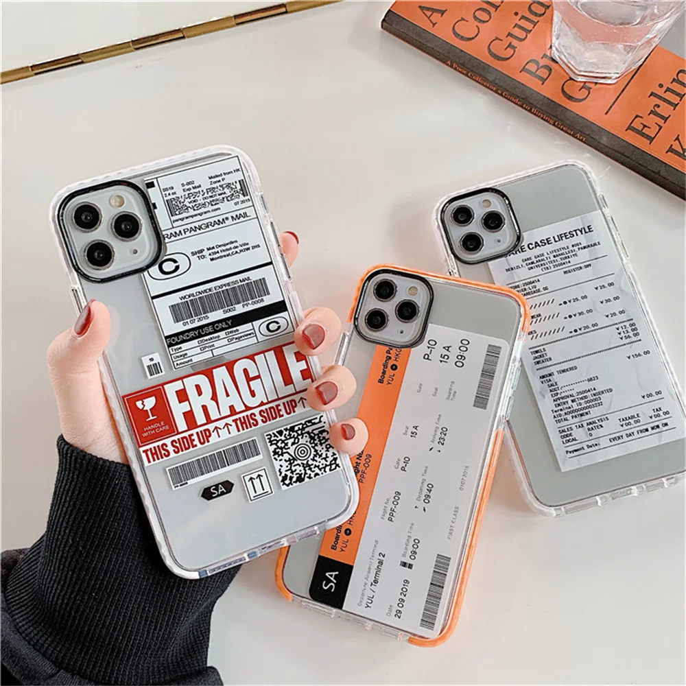 

Fashion label bar code case for Apple 14 iphone13 12promax transparent silicone phone soft shell