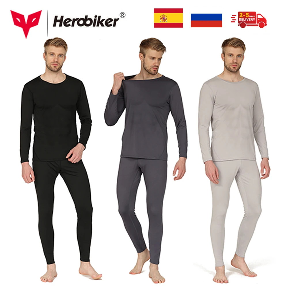 

Fleece Lined Thermal Underwear Set Motorcycle Skiing Base Layer Winter Warm Long Johns Shirts & Tops Bottom Suit Clothes Men's