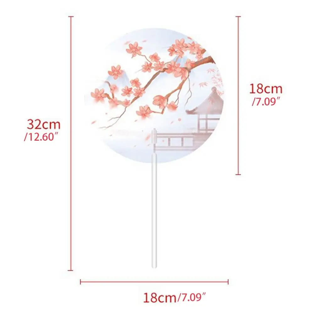 Круглый Ручной Веер В Античном Стиле Полупрозрачный С Длинной Ручкой Китайский