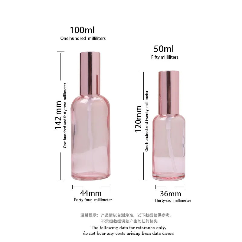 Perfume Bottles Refillable 5ml-100ml Rose Lid Pink Glass Aromatherapy Liquid for Essential Massage Oil Pipette Mist Spray Bottle images - 6