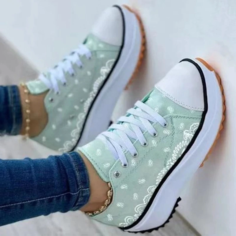 2022New Women's Vulcanize Shoes Fashion Platform High Canvas Shoes Casual Sports Shoes Ladies Comfortable Lace Up Sneakers Women
