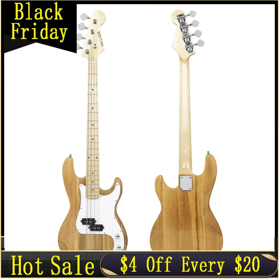 

SLADE New Electric Bass Guitar 4 Strings 20 Frets Electric Bass Set Maple Fingerboard Maple Neck Electric Bass with Amplifier