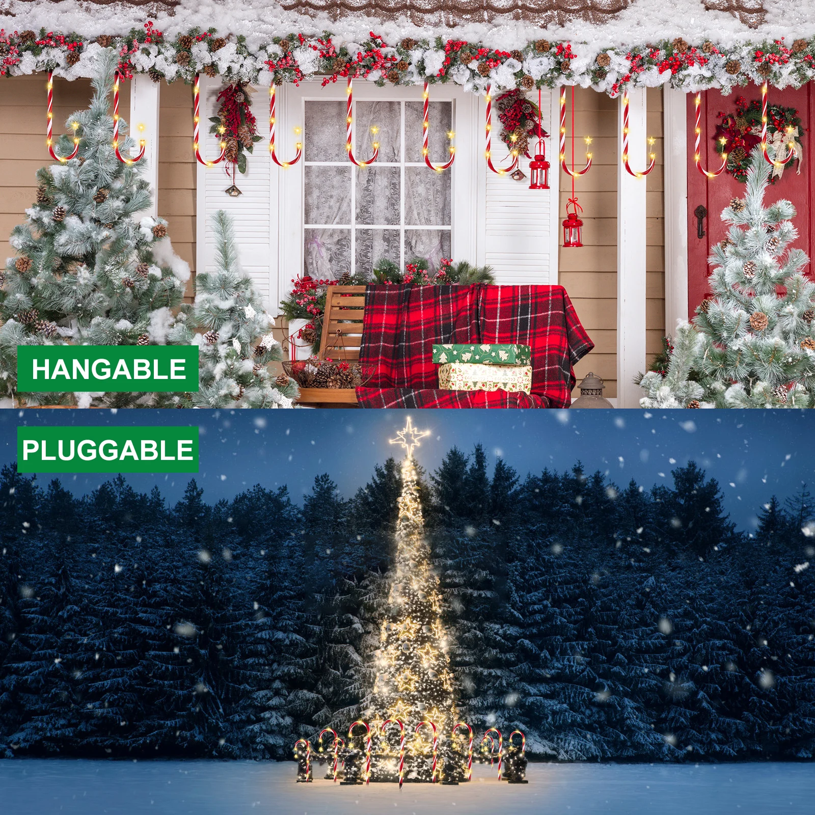 

8 Lighting Modes Christmas Crutches Lawn Lights Waterproof Outdoor Landscape Decorative Stakes Lamps Christmas Street Lights