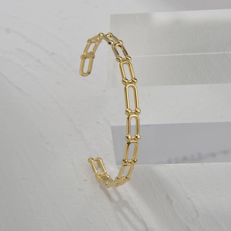 

Stainless Steel Bracelet For Women Men U-shaped Buckle Splicing Opening Adjustable Bracelets 2022 Fashion Jewelry Bangle Femme