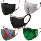 Маска Для Лица с пайетками, хлопковая Маска Для Лица, Моющиеся Многоразовые регулируемые маски с петлями Для ушей Для женщин, модная детская Маска Для косплея