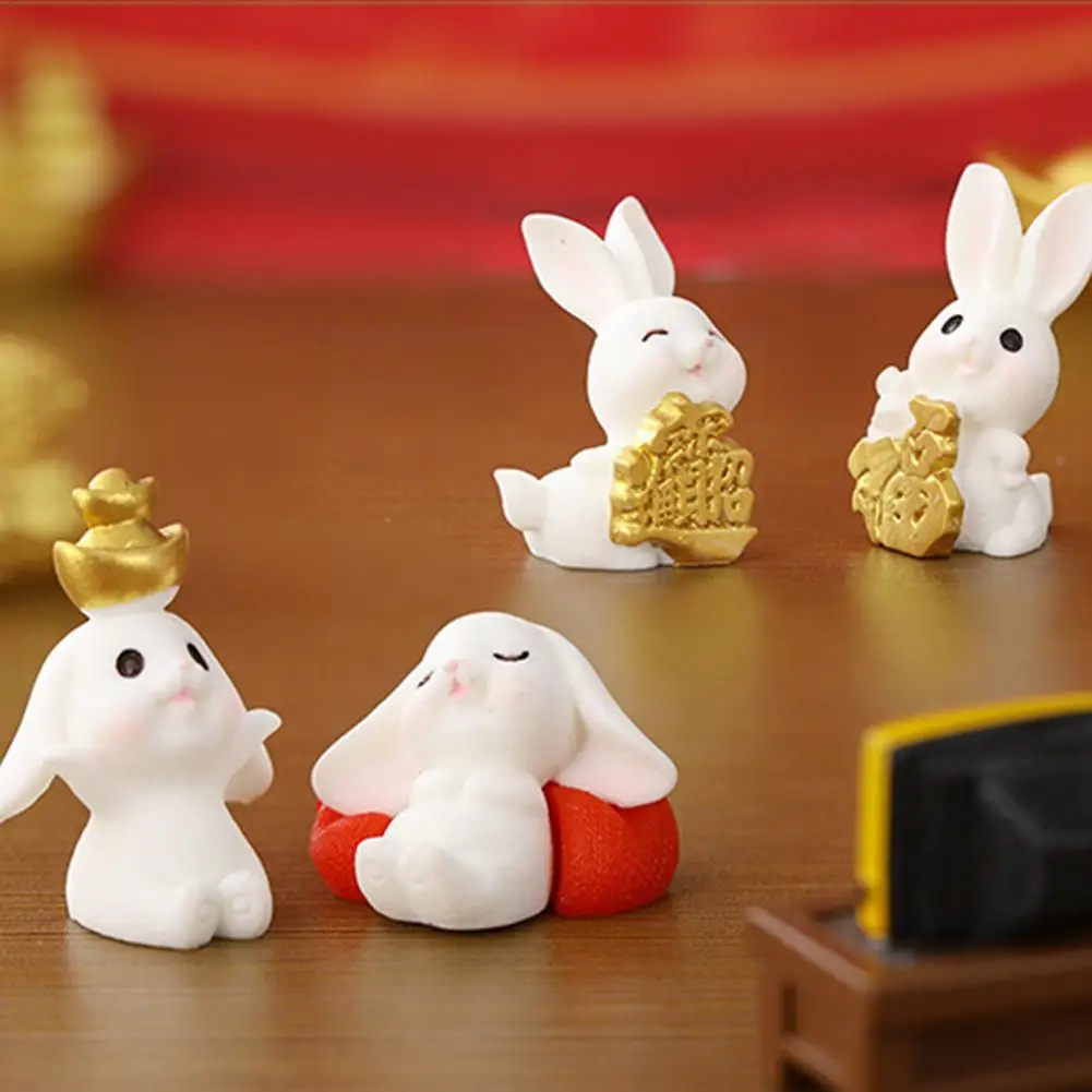 

Cute Bunny Decor Resin Desktop Decoration 2023 Chinese New Year Holiday Decoration Gift Gifts M0o8