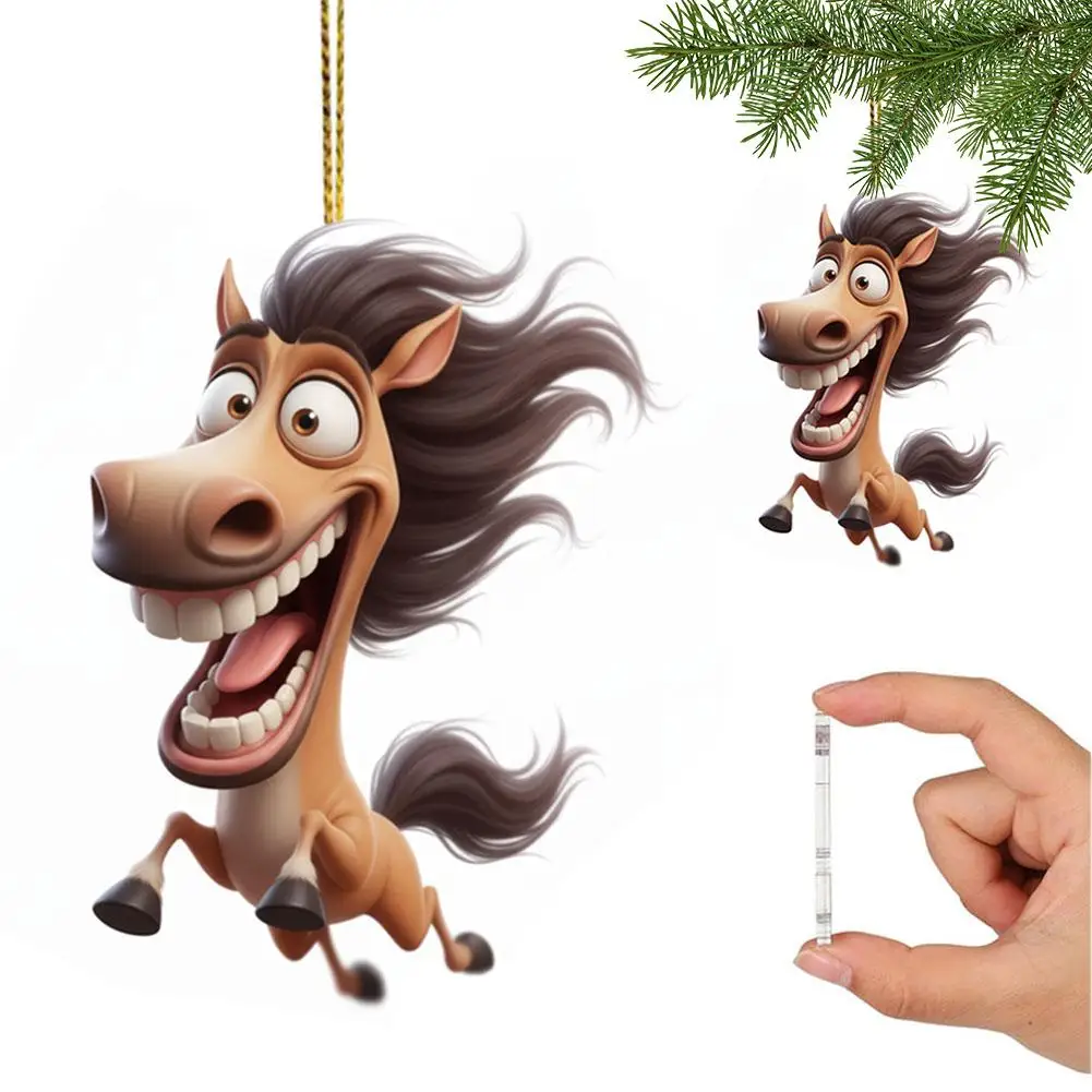 

2D плоский акриловый автомобиль забавный брелок с изображением лошади зеркало заднего вида подвесной кулон орнамент авто украшение интерьера игрушки аксессуары