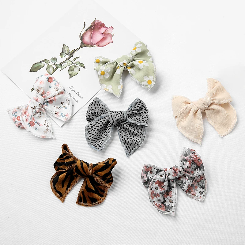 

Детские заколки для волос с цветочным принтом, зажимы для волос для девочек, зажим для волос с бантом для детей, зажим для утконоса, милые праздвечерние крючки для малышей, Летние головные уборы 2022