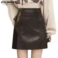 women split 2022 summer new a line short mini black bag hip skirts high waist imitation leather skirt gothic clothes women