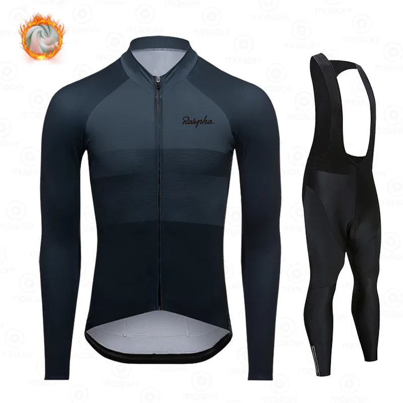 

Winter Thermal Fleece Long Sleeve Tean Cycling Jersey Set Bib Pants Ropa Ciclismo Bicycle Clothing MTB Bike Clothes Suit Ralvpha
