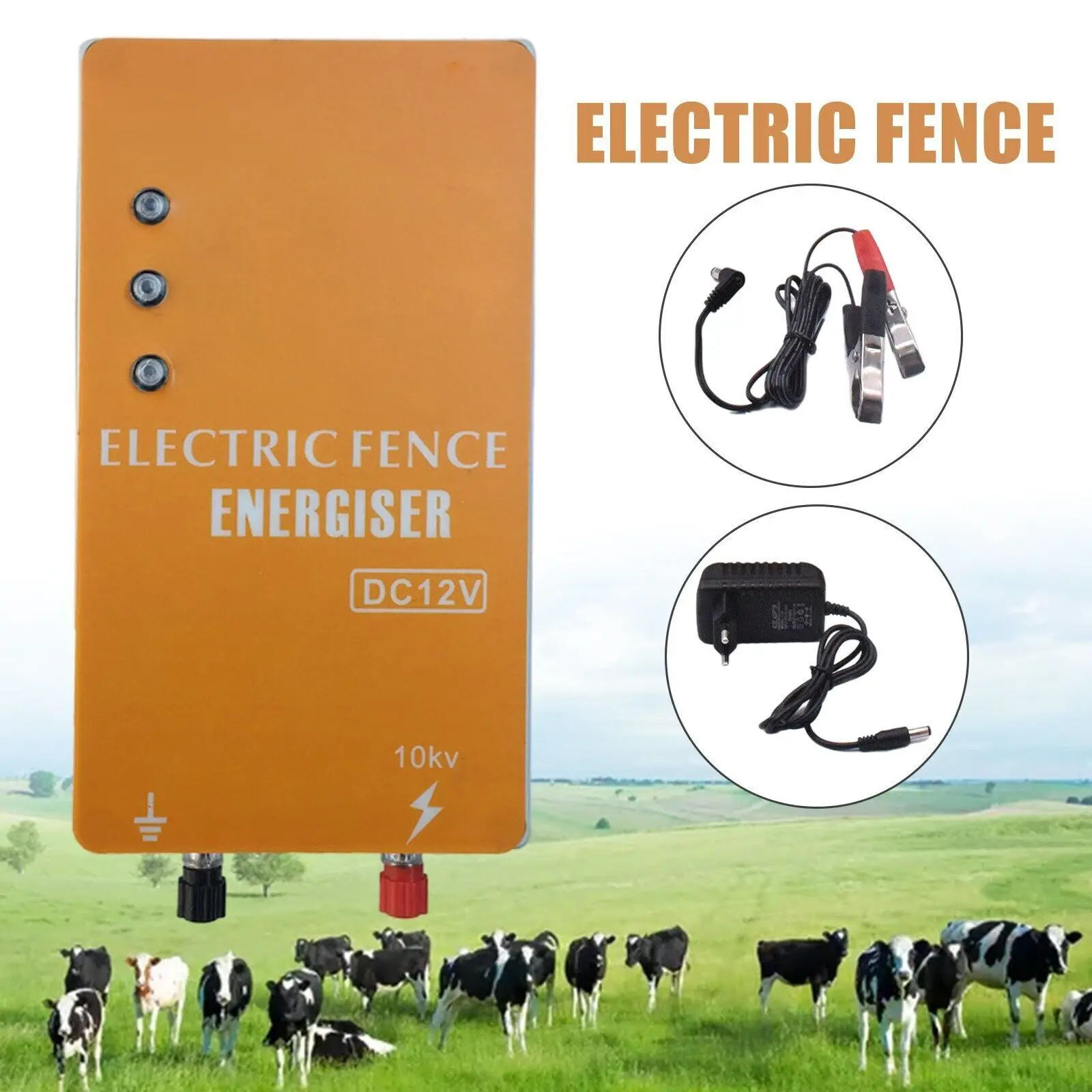 10KM Electric Fence Solar Energizer Charger Controller High Voltage Horse Cattle Poultry Farm Animal Fence Alarm Livestock Tools