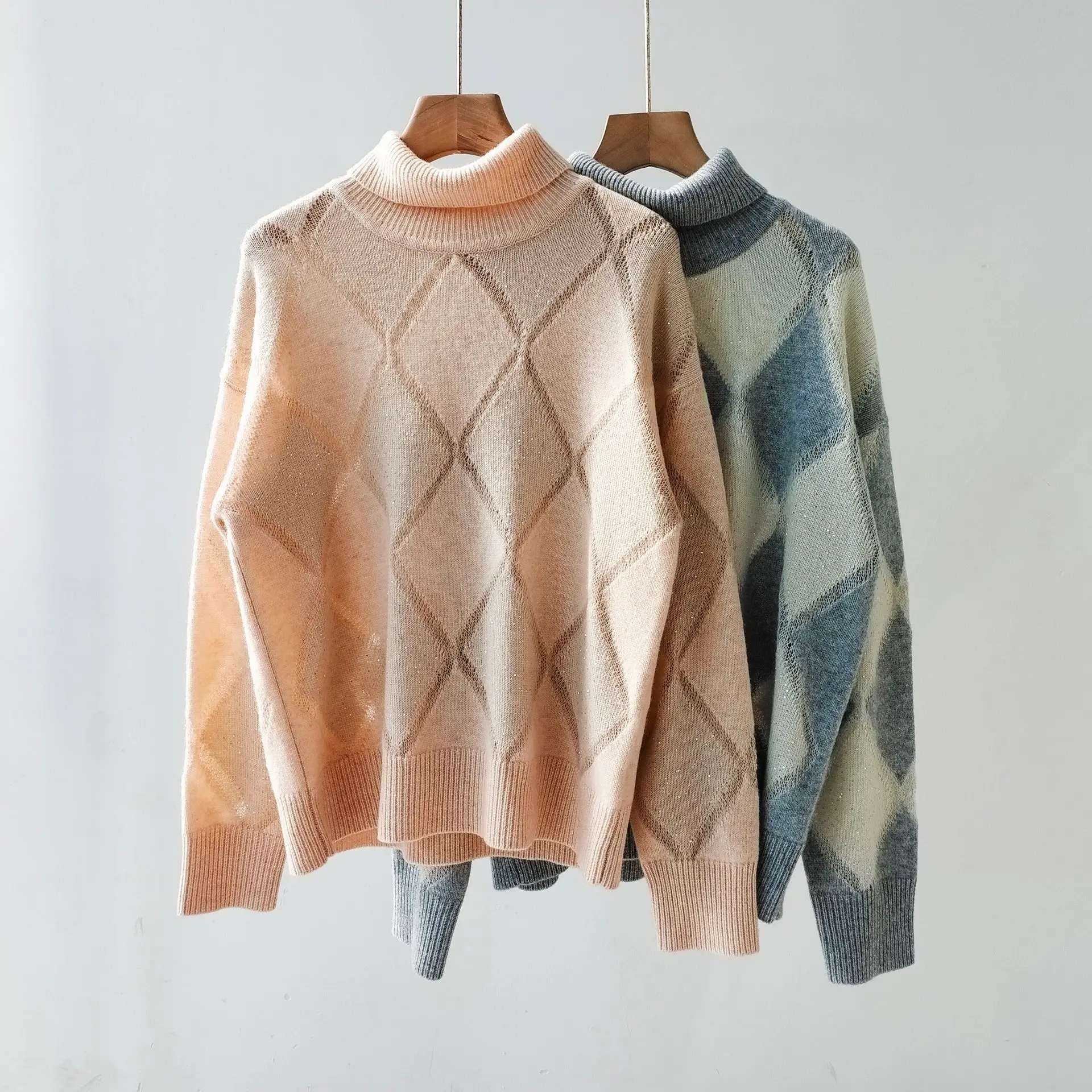 Осень-зима B * C женский шерстяной мохеровый свитер с ромбическими блестками