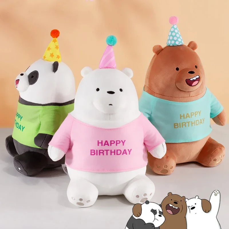 

Kawaii We Bare Bears Happy Birthday Series Plush Toy Cartoon Anime Figure Ice Bear Grizzly Panda Stuffed Doll Toys For Kids Gift