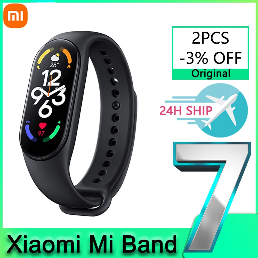 

Original Xiaomi 7 1.62 "AMOLED Smart Blood Oxygen Bracelet Fitness Traker Miband 7 Bluetooth 5ATM Waterproof Sports Band 99new