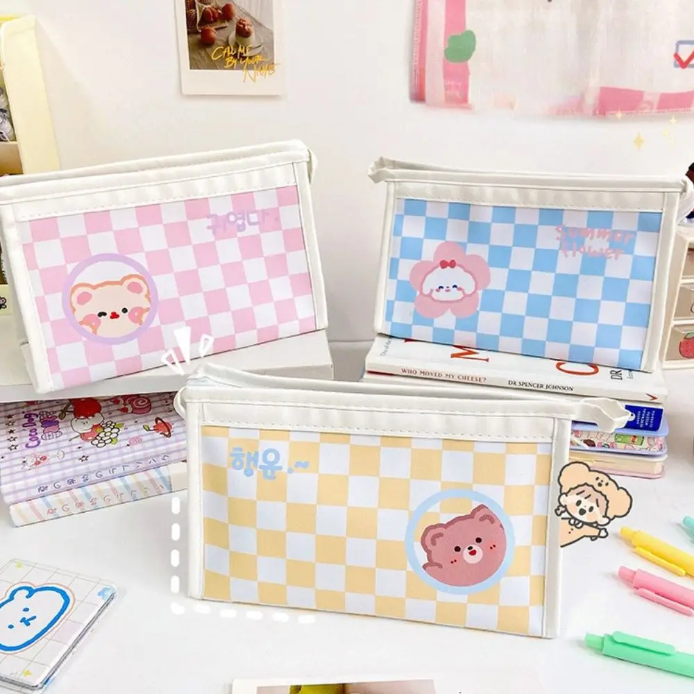 

Style School Supplies Student Stationery Checkerboard Desktop Storage Bags Stationery Bag Pencil Pouch Makeup Bags