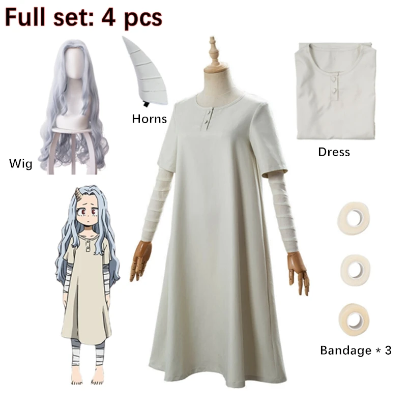 

Anime Eri Cosplay My Hero Academia Costume Wigs Horn Halloween Costumes Boku Hero Academi White Long Dresses Cloud For Womens