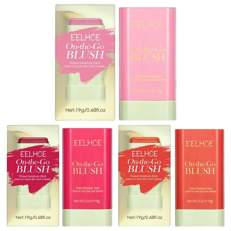 

Tinted Moisture Stick Waterproof Eyes Lip And Cheek Tint Lipstick Blushs Stick Long Lasting Cream Blusher Lightweight Makeup