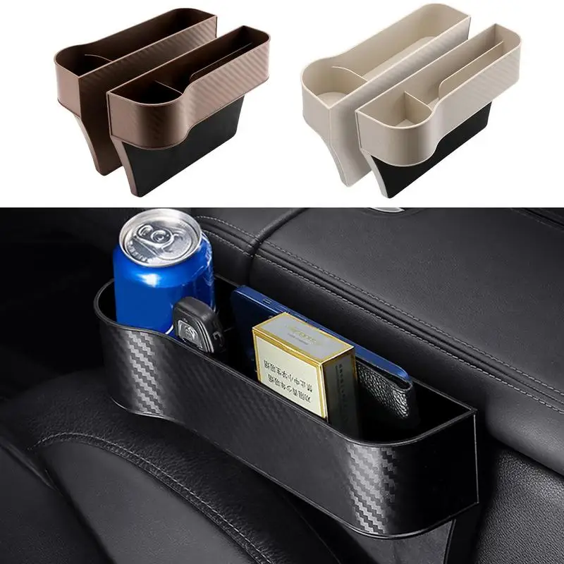 

Car Crevice Storage Box Auto Seat Gap Filler Fixed Vehicles Side Storage Box With Cup Holder For Wallet Car Interior Accessories