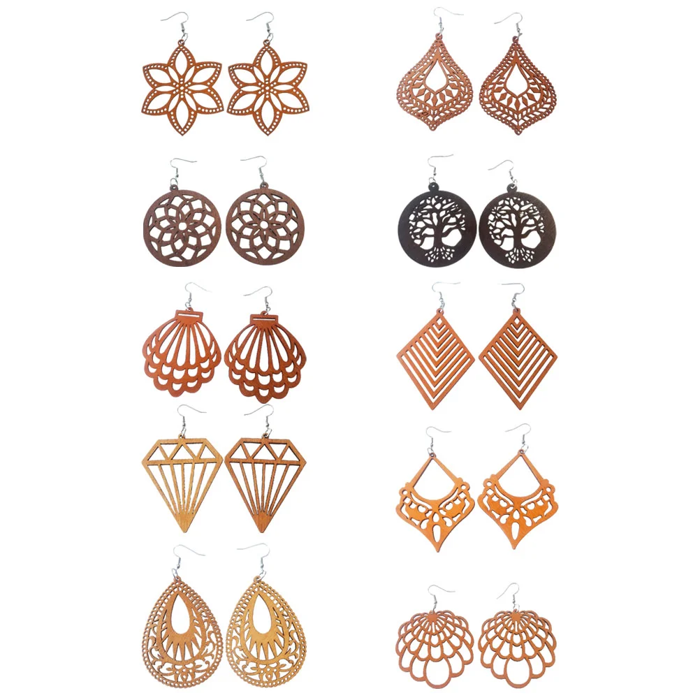 Украшение для ушей преувеличенный африканский узор геометрический ромб