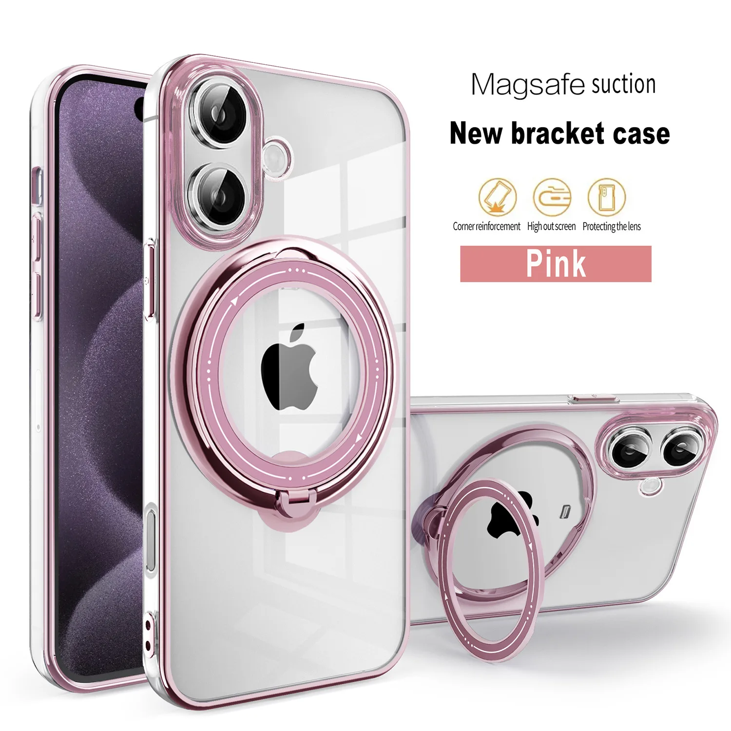 wholesale 50pcs mobile phone cover Kickstand ring Designer TPU Magnetic Transparent Shockproof cellPhone Case for iPhone sumsung
