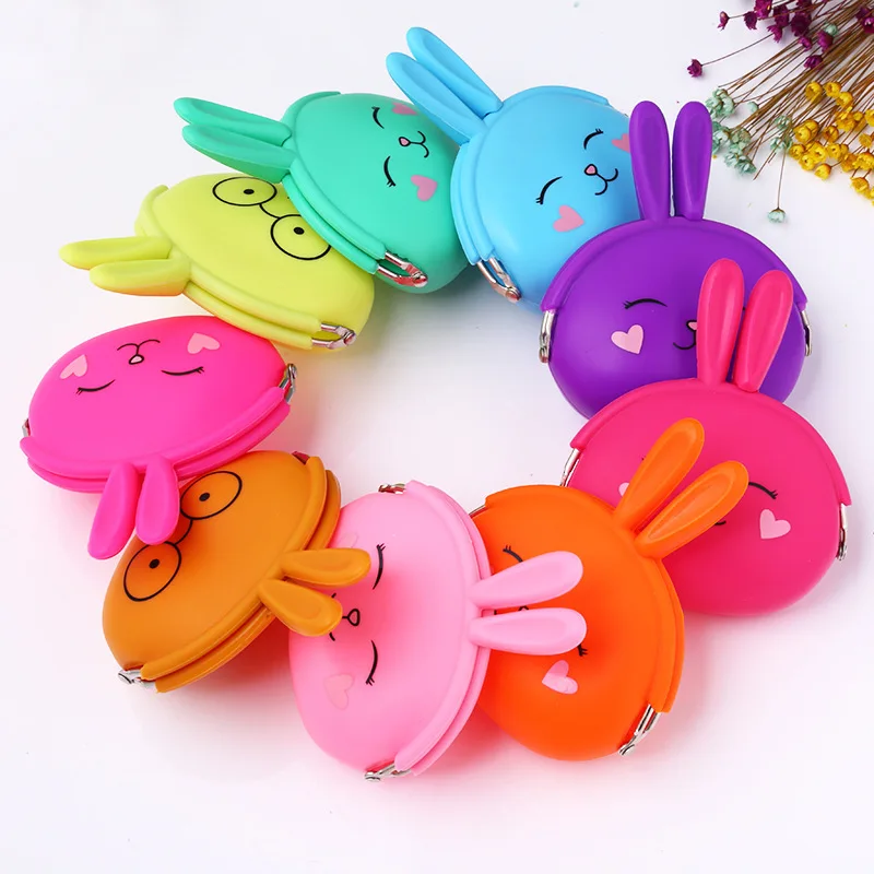 

Красочный женский милый силиконовый кошелек с кроликом, кошелек для девушек, мини-кошелек для ключей, Женский Повседневный клатч, кошелек, с...