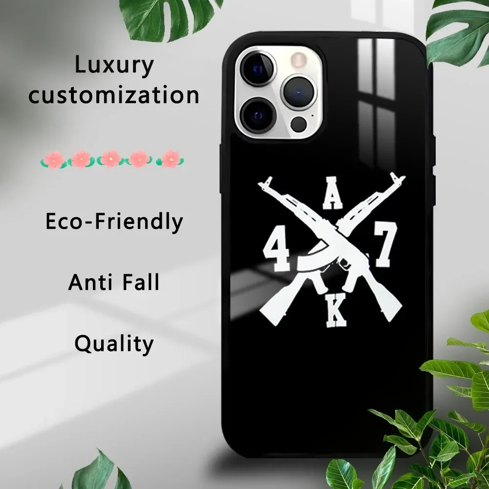 Ak-47 King of Guns Phone Case For iPhone 16 15 14 13 12 11 Pro Xs Max Mini Plus Celulares Hard Funda