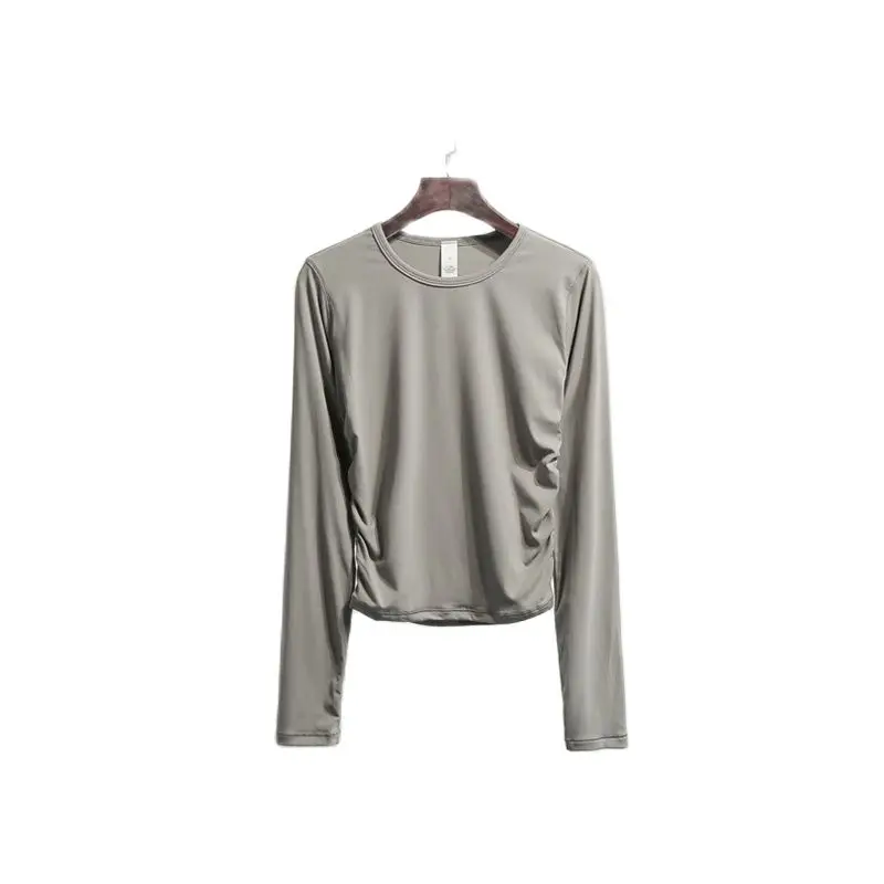 

Lulu Yoga Clothes Top Women's Sports Long Sleeve Running Training Shirt Elastic tight fitness quick drying T-shirt with logo