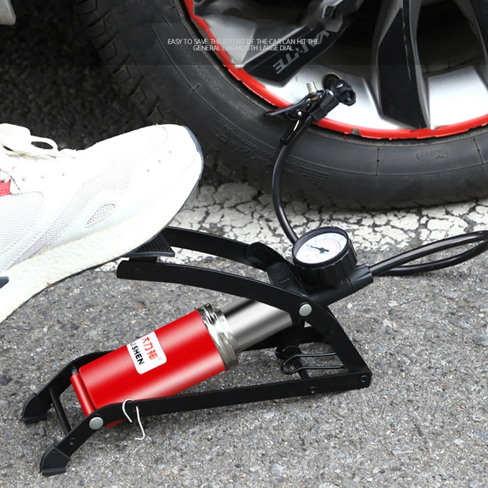 

Велосипедный ножной насос, портативный воздушный насос для автомобиля, велосипеда, мотоцикла, с педалью, с двойным цилиндром, с манометром д...