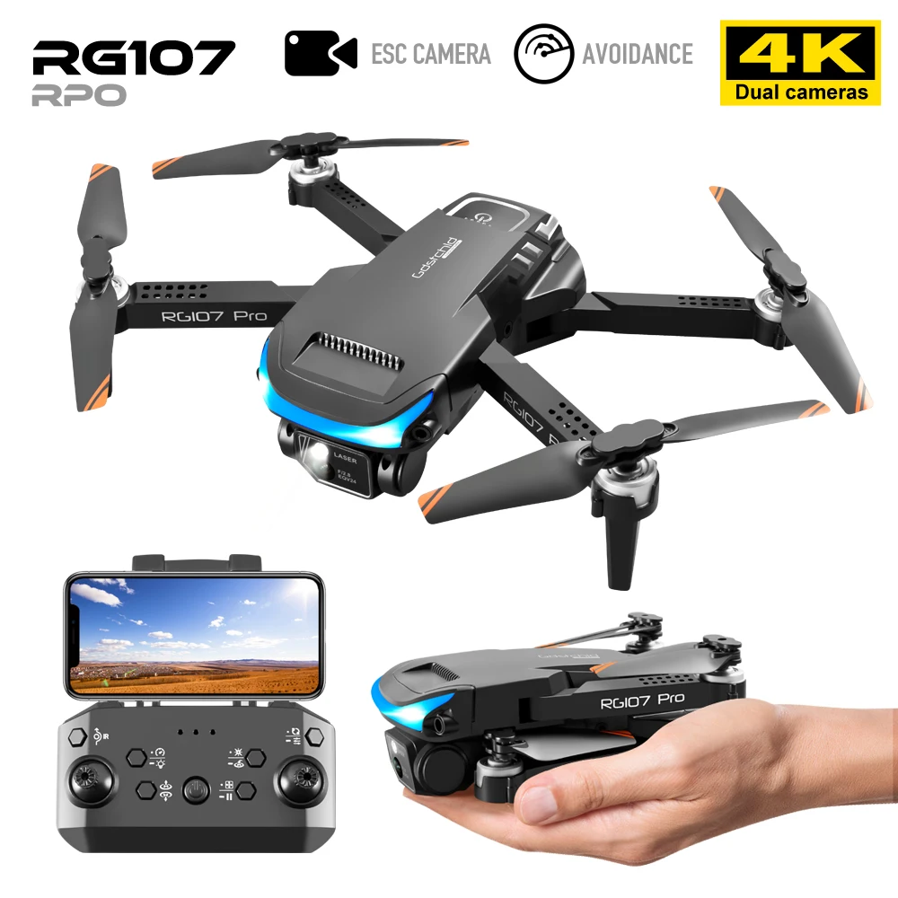 

2022 RG107 Mini Drone Obstacle Avoidance HD drone 4k profesional Dual Camera Optical Flow Positioning Four Axis Aircraft Toys