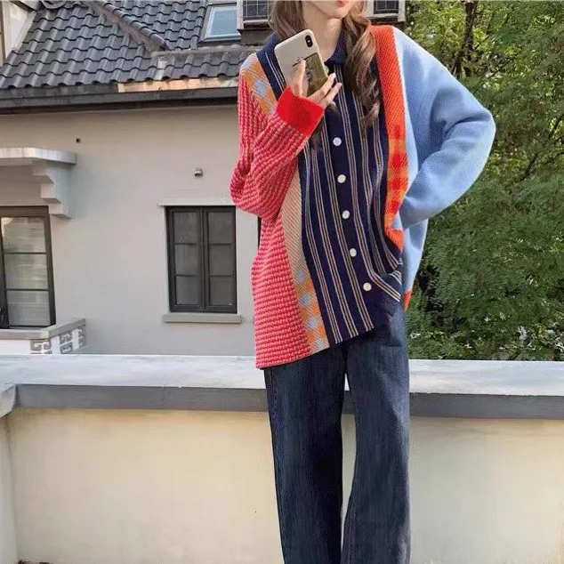 Korejepo 2024 осенний новый американский свитер с ленивым ветром куртка-кардиган