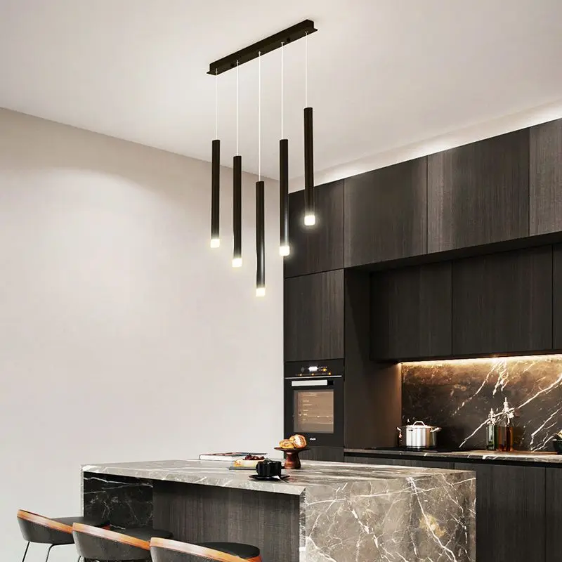 Modern Black Led Pendant Light for Kitchen Dining Room Bar Table Bedroom Ceiling Home Decor Design Hanging Chandelier Lighting