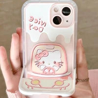hello kittys mobile phone holder phone case kawaii cartoon for iphone 12 13 11 pro max xr x xs max all inclusive anti drop
