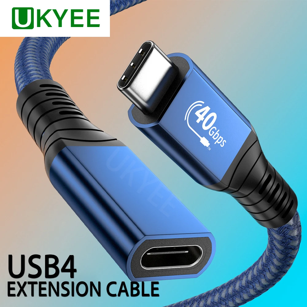 UKYEE-Cable de extensión 8K Thunderbolt 4, Cable de extensión USB C 4,0, compatible con PD 100W 20V5A, transferencia de 40gbps para Mac HP DELL