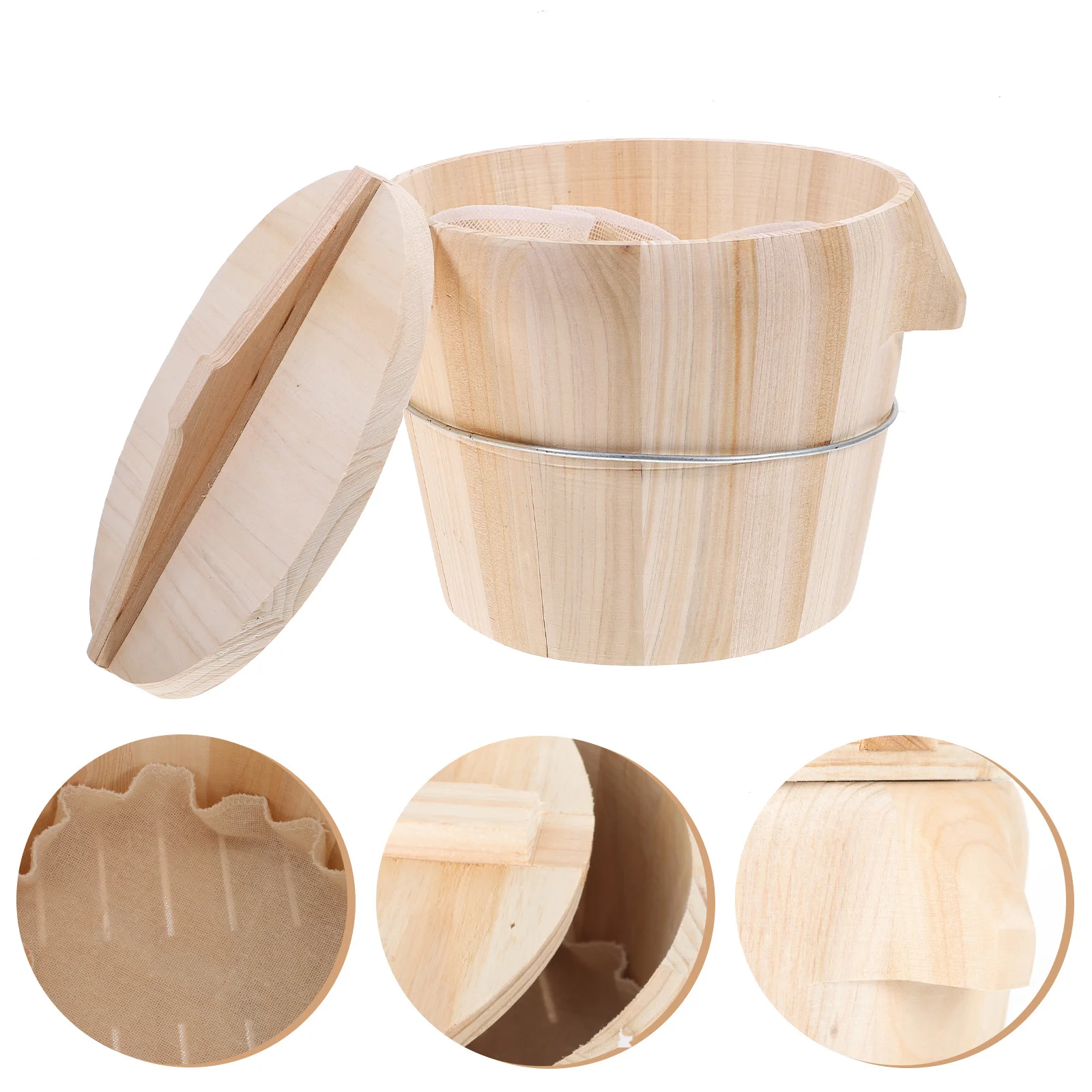 

Rice Sushi Tub Wooden Bucket Bowl Steamer Mixing Wood Steamedserving Holder Japanese Hangiri Storage Oke Containernaturalmix