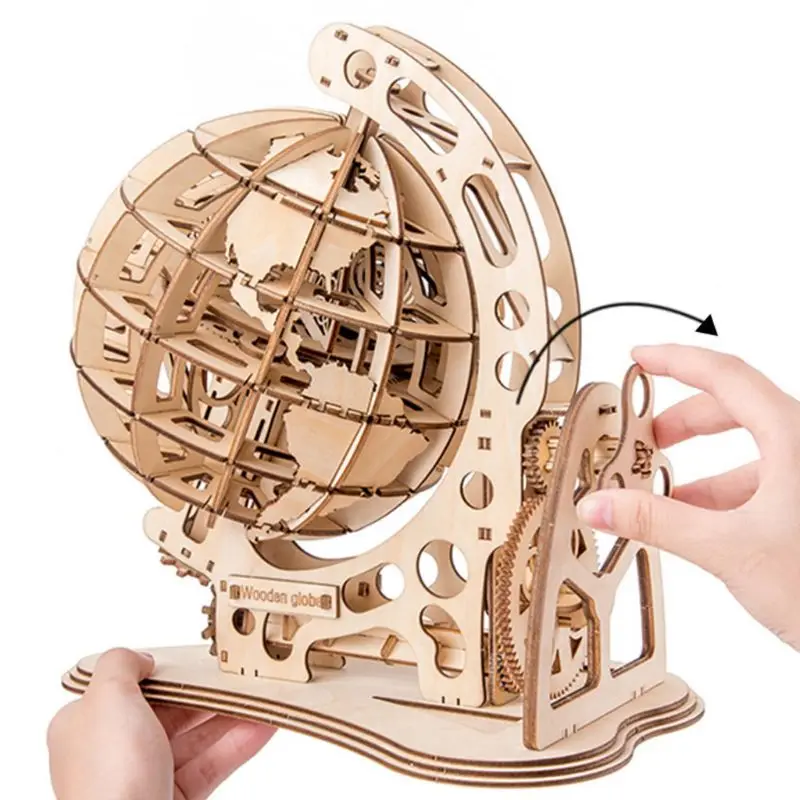 

3D деревянный глобус-головоломка «сделай сам», модель механического привода, трансмиссия, вращающийся декор