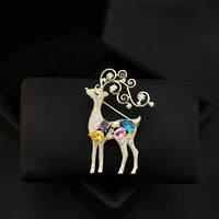 high end exquisite christmas deer brooch womens suit animal pin fixed clothes coat corsage accessories rhinestone jewelry gifts